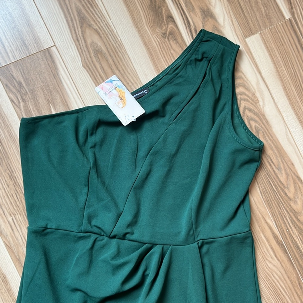 NEW one shoulder emerald green dress women’s extra large new with tags - Picture 2 of 5